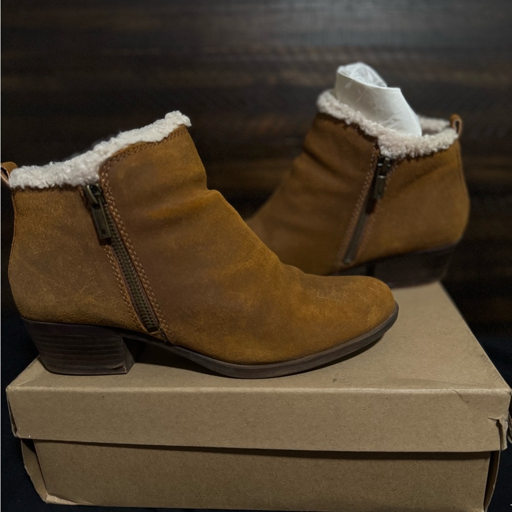 Lucky Brand Tan Suede Ankle Booties
